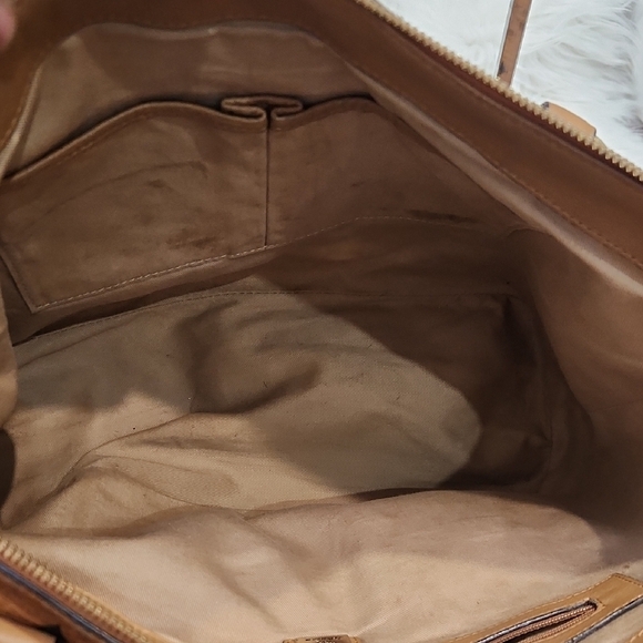 🔹️MCM 🔹️Cognac Brown Leather 2 Way Crossbody Tote Bag - Picture 12 of 16